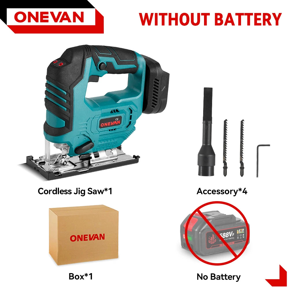 ONEVAN 26mm 3500RPM Seghetto alternativo elettrico senza spazzole 1000W Multi-Funzione 3 Velocità variabile Strumento per la lavorazione del legno Per Makita 18V Batteria pin