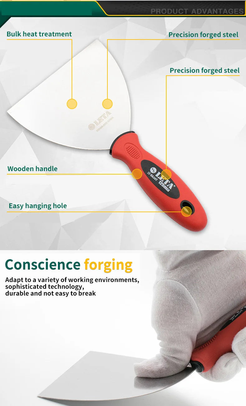 Coltello per mastice, pala, coltello per pulizia Leta da 5 pollici con manico in plastica
