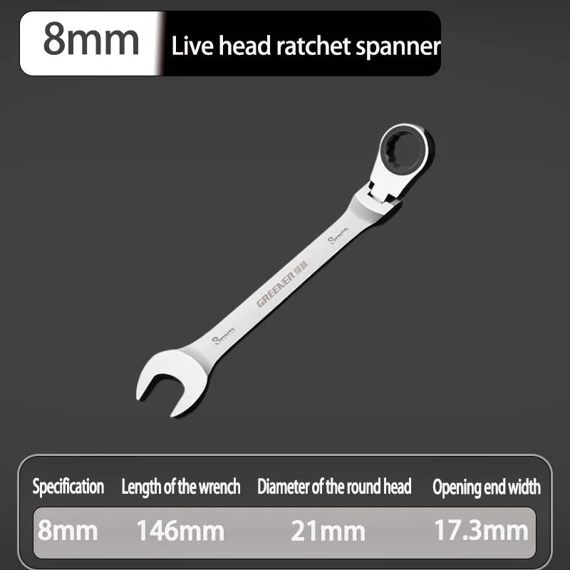 Chiave a cricchetto con testa viva, chiave aperta rapida a doppio scopo, strumento hardware, chiave a risparmio di forza, riparazione domestica, strumento manuale