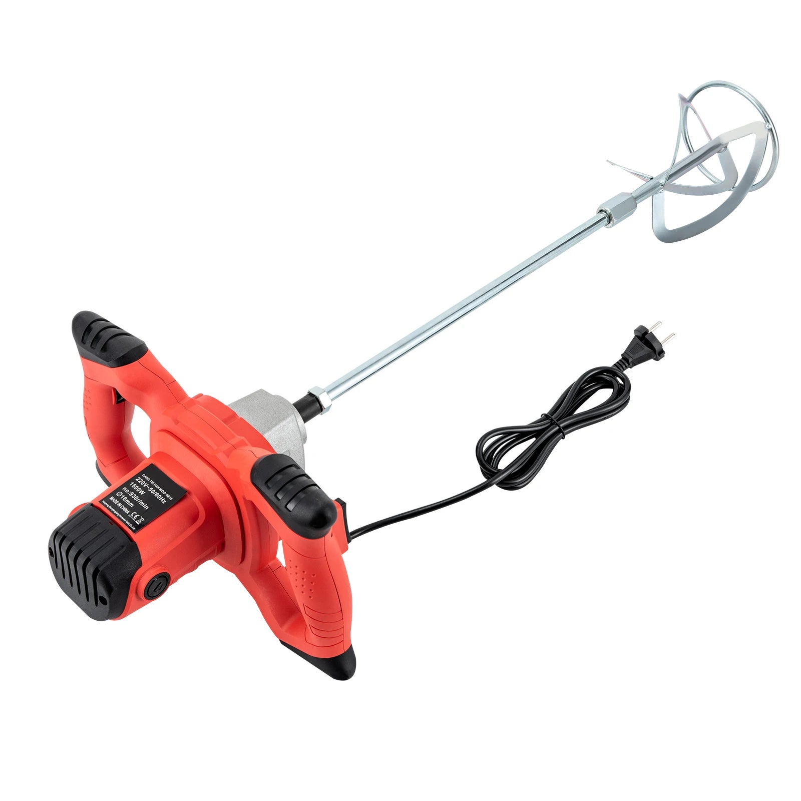 Miscelatore elettrico per calcestruzzo 220V 1500W Frullatore per intonaco per malta cementizia portatile a 6 velocità con doppia lama a forma di S