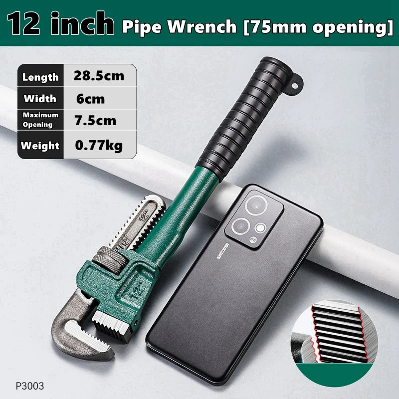 Chiave per tubi diritta in acciaio al carbonio resistente 10", 12", 14", 18" Pinza per tubi Chiave manuale universale per impianti idraulici regolabile industriale