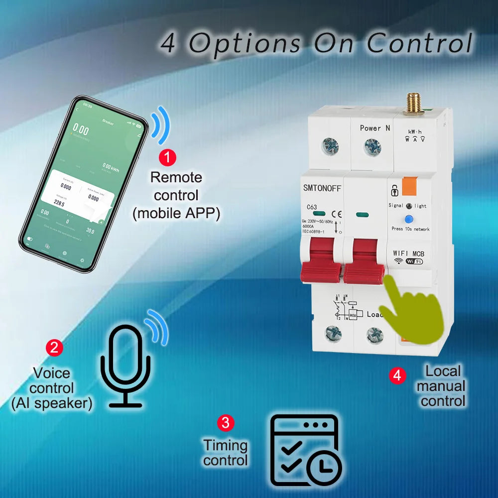 Tuya Smart WiFi 2P 63A MCB RS485 interruttore contatore prepagato interruttore Timer tensione protezione corrente controllo vocale Alexa Google Alice