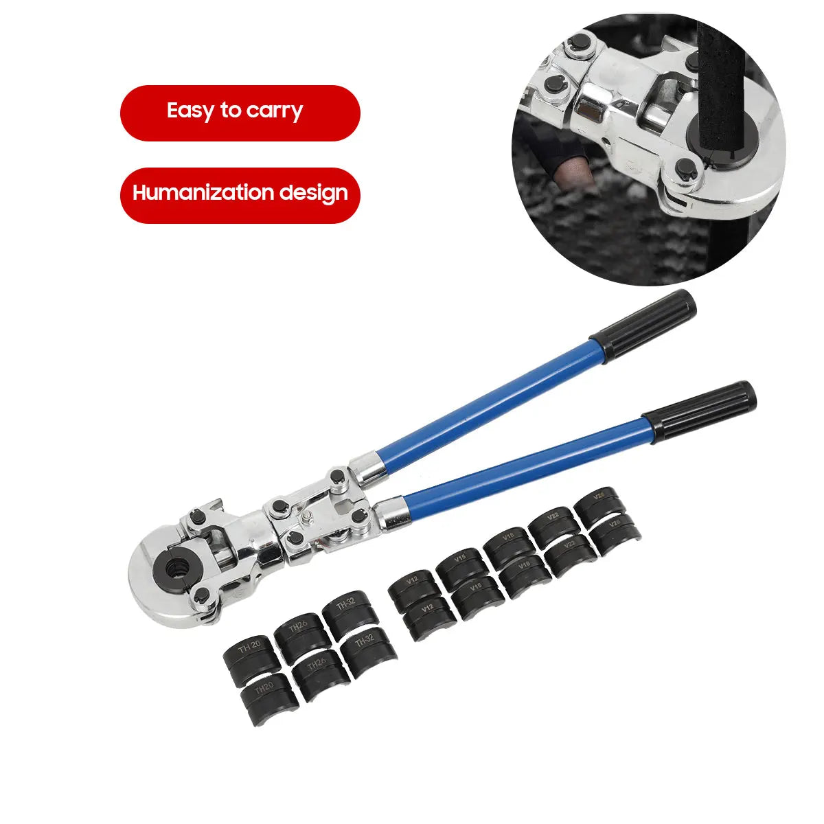 Pinza a crimpare con pressa manuale V12-28mm + pinza per crimpare tubi in rame per tubi compositi TH16-32mm