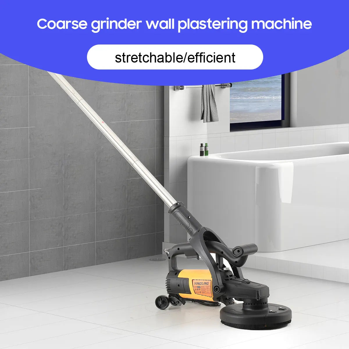 Rettificatrice per pareti 3800W Smerigliatrice grossolana portatile per intonacare le pareti con asta di prolunga per pareti, pavimenti in cemento, strumento per lucidare