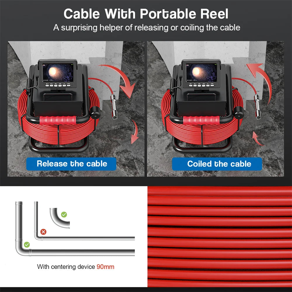 DVR 16GB Card 5600mAh Batteria Telecamera per endoscopio fognario 4.3 "HD Telecamera per condotte di scarico industriale IP68 Telecamera per ispezione tubi fognari