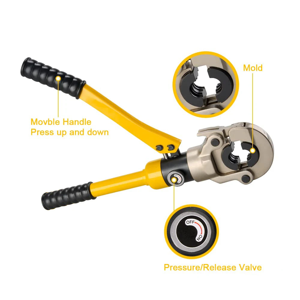 Strumento di crimpatura per tubi idraulici piegatrice regolabile con pressione per impieghi gravosi per tubi in rame in acciaio inossidabile PEX TH V12/15/18/22/28