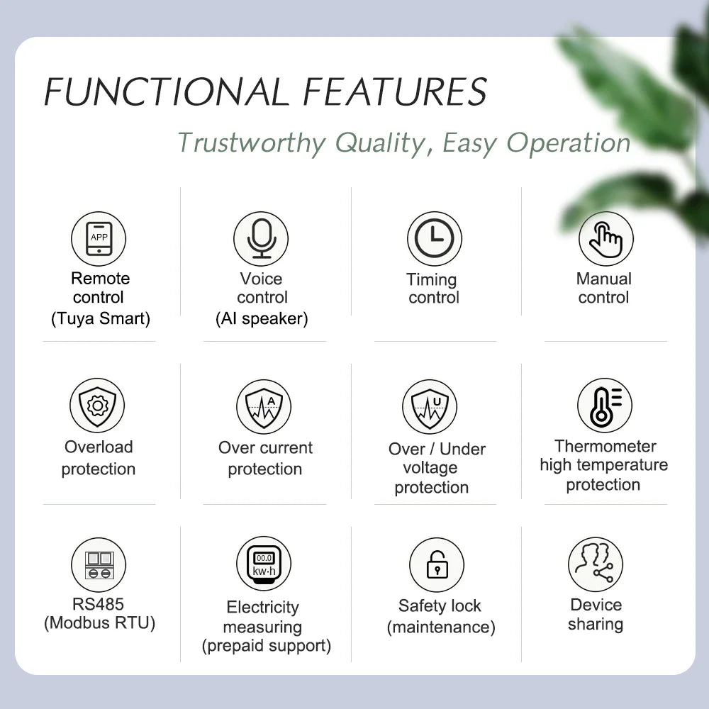 Tuya Smart WiFi 2P 63A MCB RS485 interruttore contatore prepagato interruttore Timer tensione protezione corrente controllo vocale Alexa Google Alice