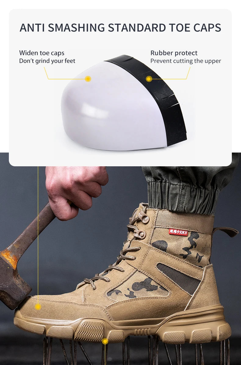 Scarpe da ginnastica Scarpe indistruttibili Scarpe antinfortunistiche da lavoro con puntale in acciaio Scarpe protettive di sicurezza maschili a prova di foratura Stivali tattici