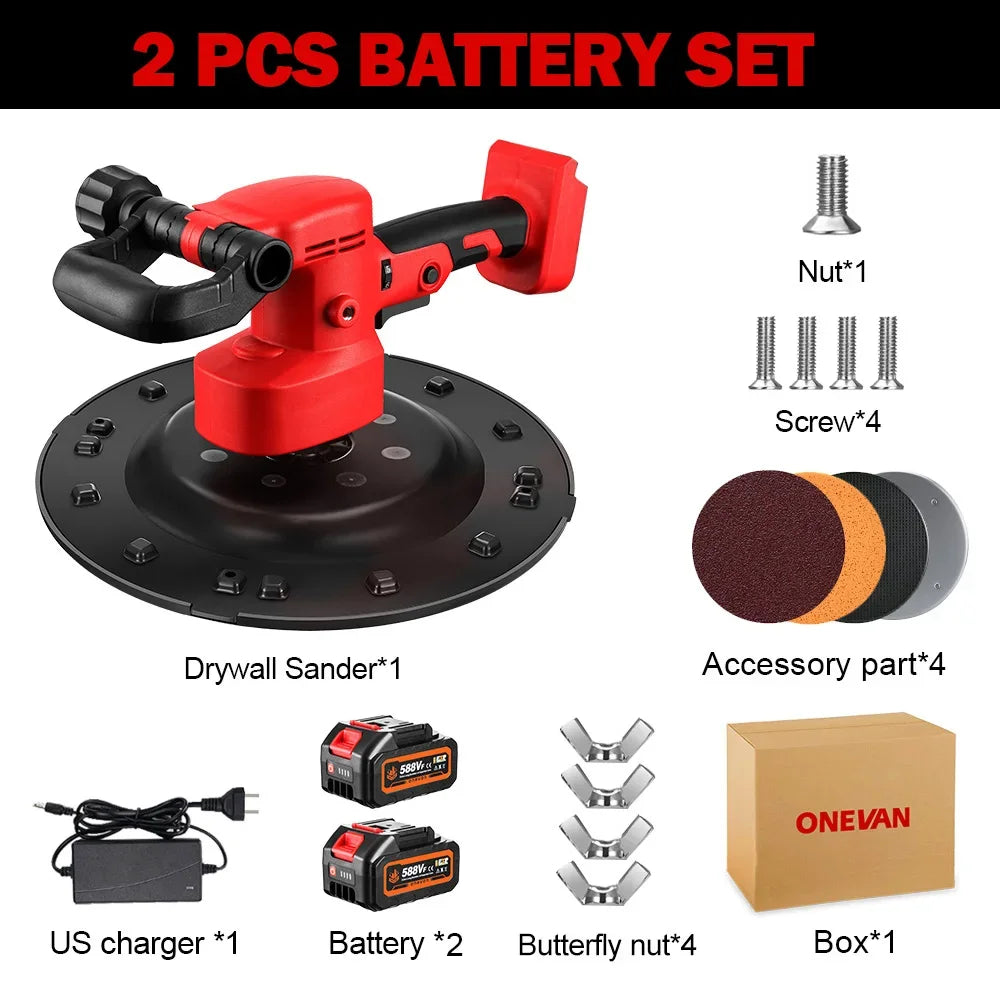 ONEVAN Brushless 380MM Levigatrice per cartongesso Levigatrice da parete Levigatrice da parete a velocità variabile Lucidatrice da muro per utensili elettrici 21V 18V