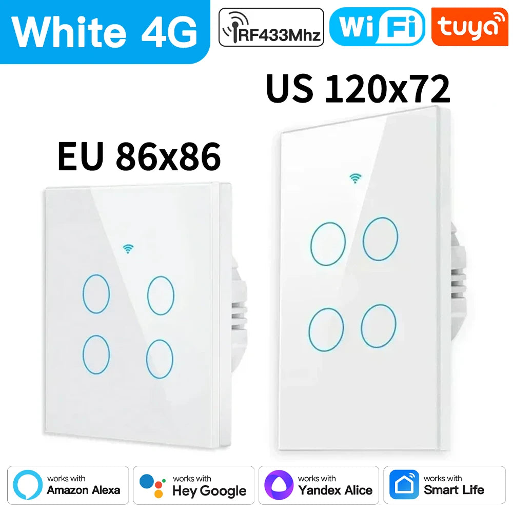 TNCE Tuya Switch WIFI RF US/EU, 1/2/3/4 Gang No/Con cavo neutro Controller luce LED da parete, Vita intelligente, Voce Alexa Google Home