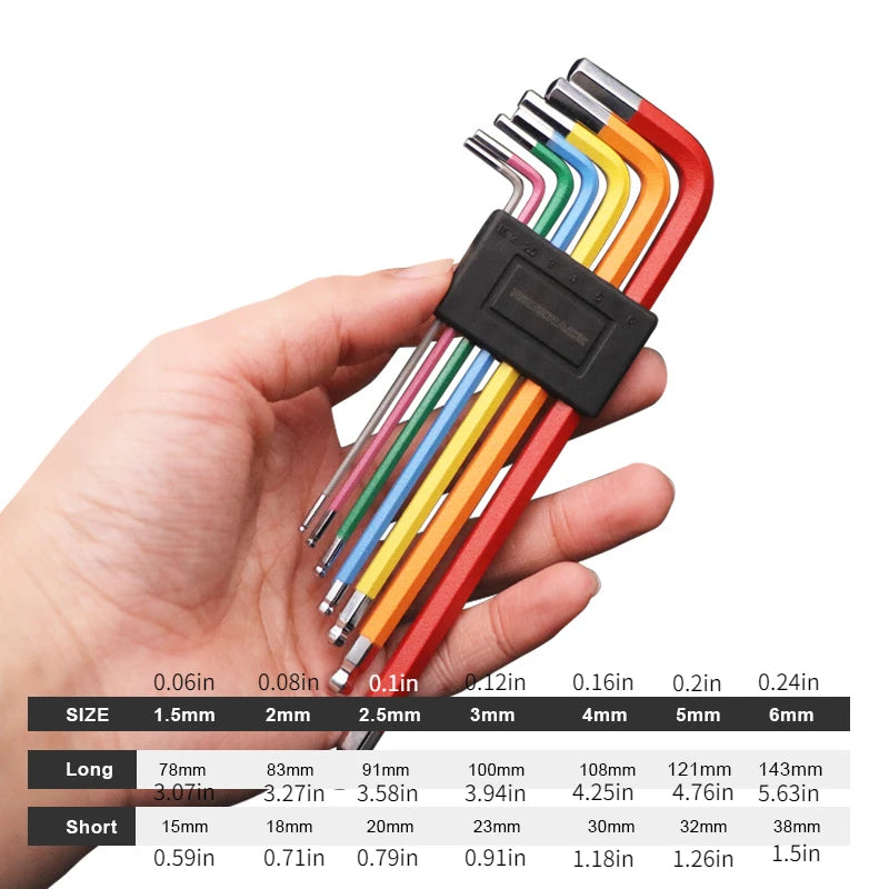 7 pezzi strumento esagonale bici MTB kit di strumenti di riparazione bici da strada bicicletta chiave esagonale colorata chiave di apertura a sfera piatta 1.5/2/2.5/3/4/5/6mm