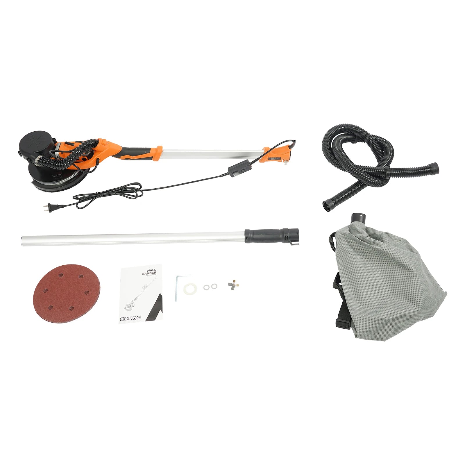 Levigatrice per cartongesso da 750 W, lucidatrice per mastice da parete a velocità regolabile, 220-240 V, con aspirazione della polvere, 6 carte vetrate