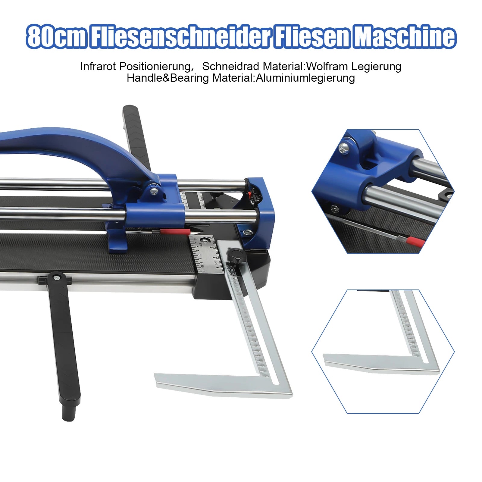 Tagliapiastrelle manuale Ruota in lega di tungsteno Posizionamento a infrarossi blu Doppio binario 0-90 °   Regolabile