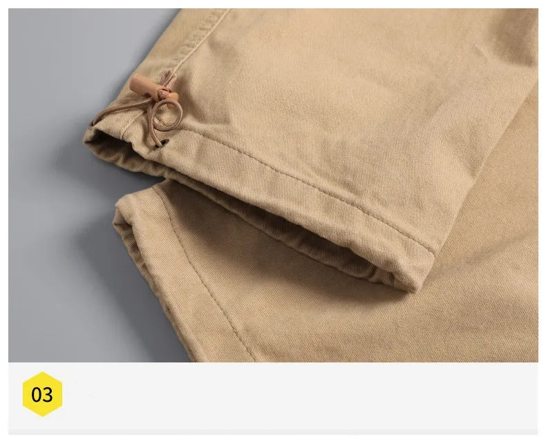 Salopette ampia con tasche grandi Pantaloni tattici da jogging per sport all'aria aperta da uomo Pantaloni da lavoro casual in puro cotone elastico in vita