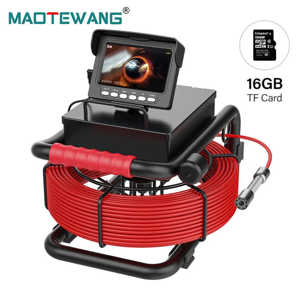 DVR 16GB Card 5600mAh Batteria Telecamera per endoscopio fognario 4.3 "HD Telecamera per condotte di scarico industriale IP68 Telecamera per ispezione tubi fognari