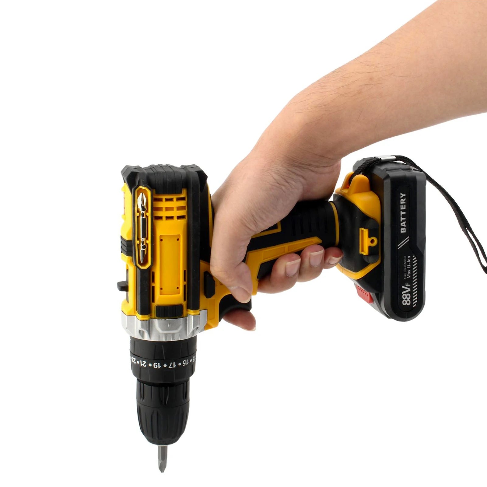 Cacciavite a percussione elettrico con coppia 25 + 3 Impostazione multifunzionale Cacciavite elettrico con trapano a batteria a 2 velocità con 2 batterie
