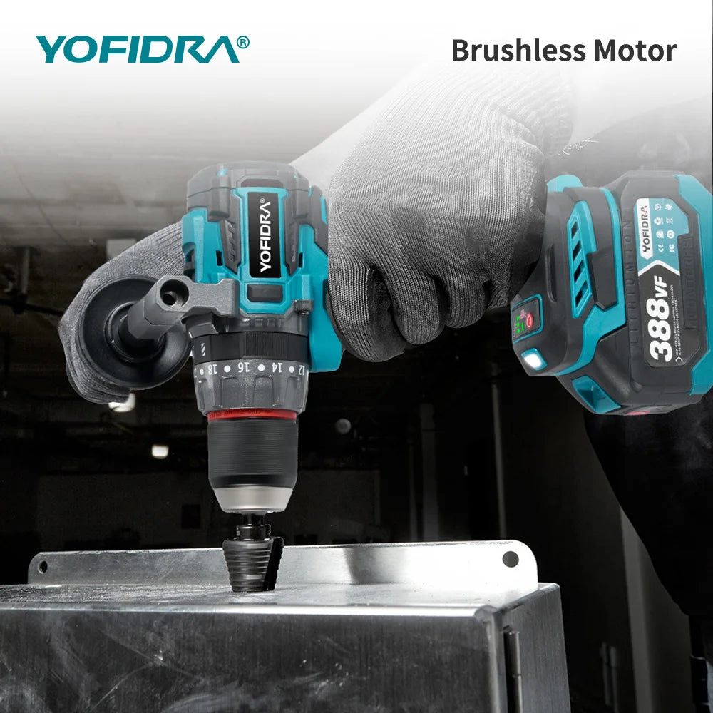 YOFIDRA 700N.M Brushless Trapano a percussione elettrico Cordless Cacciavite Piastre Terreno Lavorazione del legno Strumento elettrico per Makita Batteria Spille