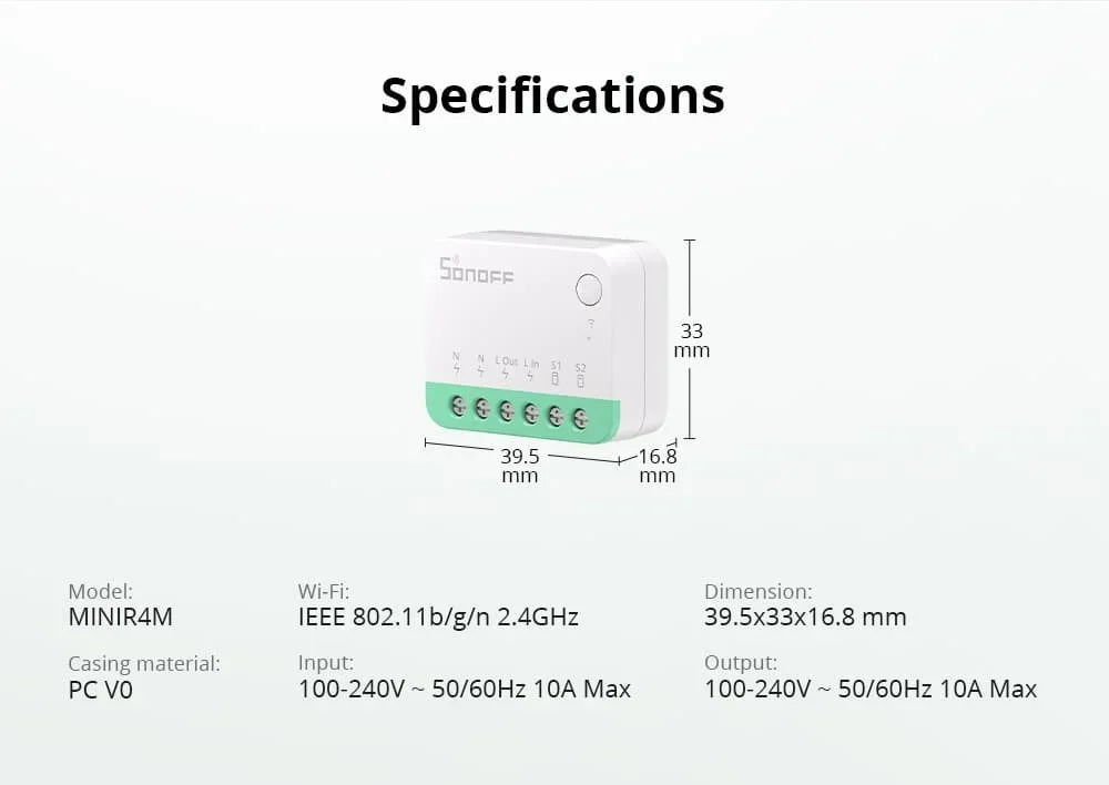 SONOFF MINI R4 Matter MINIR4M Matter Relè Sonoff Mini R4 Extreme Wifi Smart Switch Matter con Alexa Google Home Homekit