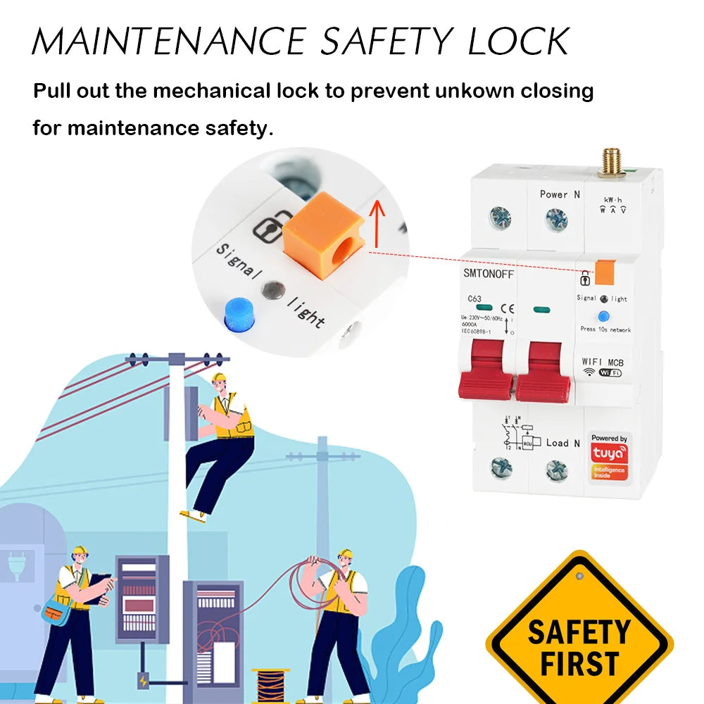 Tuya Smart WiFi 2P 63A MCB RS485 interruttore contatore prepagato interruttore Timer tensione protezione corrente controllo vocale Alexa Google Alice