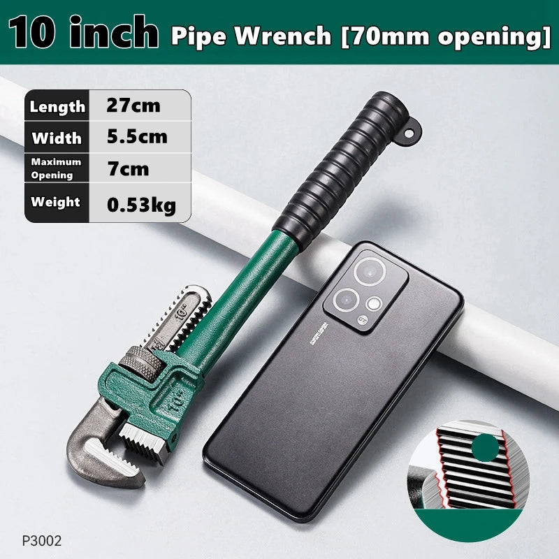 Chiave per tubi diritta in acciaio al carbonio resistente 10", 12", 14", 18" Pinza per tubi Chiave manuale universale per impianti idraulici regolabile industriale