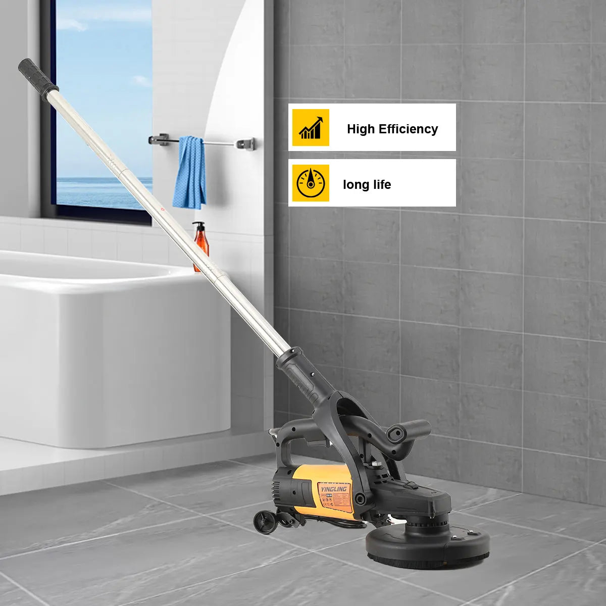 Rettificatrice per pareti 3800W Smerigliatrice grossolana portatile per intonacare le pareti con asta di prolunga per pareti, pavimenti in cemento, strumento per lucidare