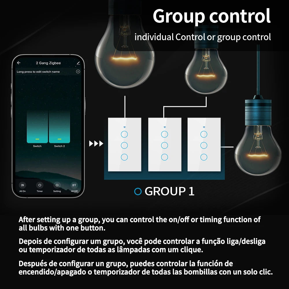 TNCE Tuya Switch WIFI RF US/EU, 1/2/3/4 Gang No/Con cavo neutro Controller luce LED da parete, Vita intelligente, Voce Alexa Google Home