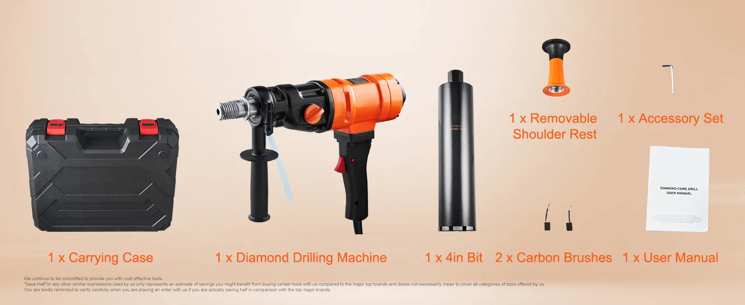 SucceBuy 1500W 4in Bit Diamond Core Drill Machine Palmare Calcestruzzo Core Drill Rig Wet Stepless Velocità Macchina di Perforazione Elettrica