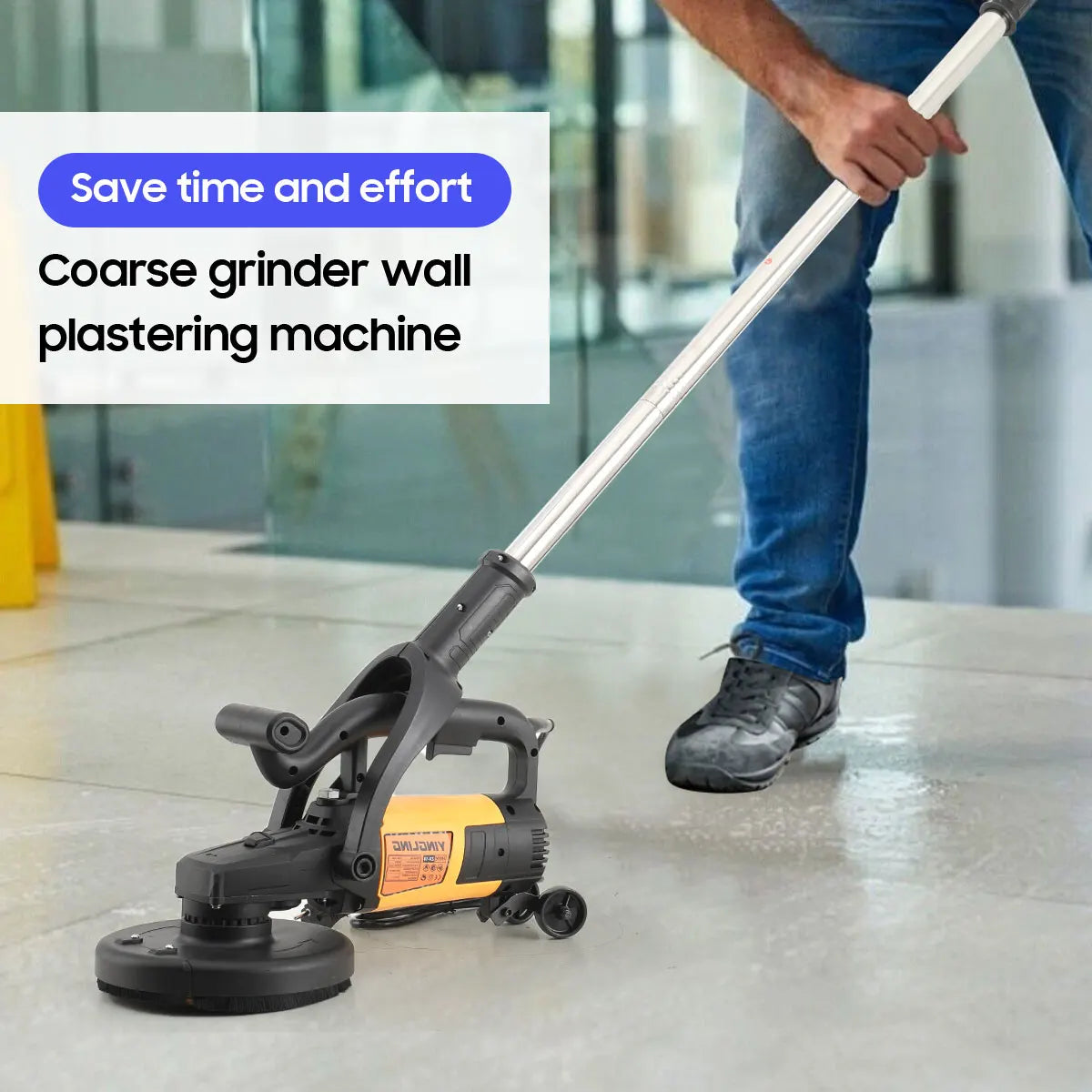 Rettificatrice per pareti 3800W Smerigliatrice grossolana portatile per intonacare le pareti con asta di prolunga per pareti, pavimenti in cemento, strumento per lucidare