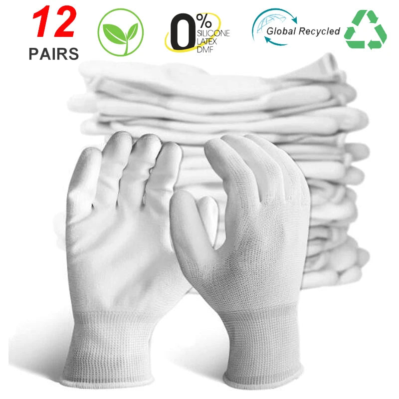 24 Pezzi/12 Paia Guanti protettivi da lavoro professionali per uomo Costruzione Donna Guanti da corsa in nylon da giardino obtati CE EN388.