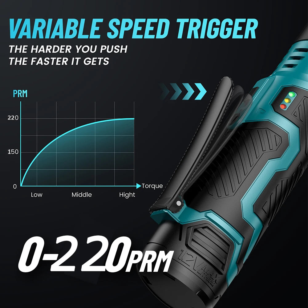 SEESII 6 "Chiave a cricchetto estesa 3/8" Chiave elettrica a batteria 55Nm 12V Chiave angolare ricaricabile Strumenti di riparazione auto con/2 batterie