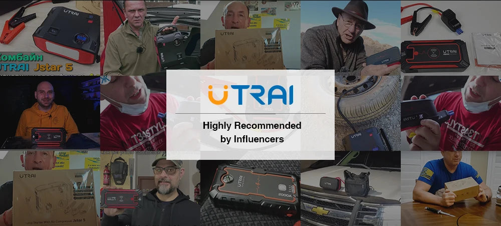 Avviatore di emergenza per auto UTRAI All-in-One 7000A con compressore d'aria, diagnosi OBD e booster di emergenza per batteria per auto Power Bank