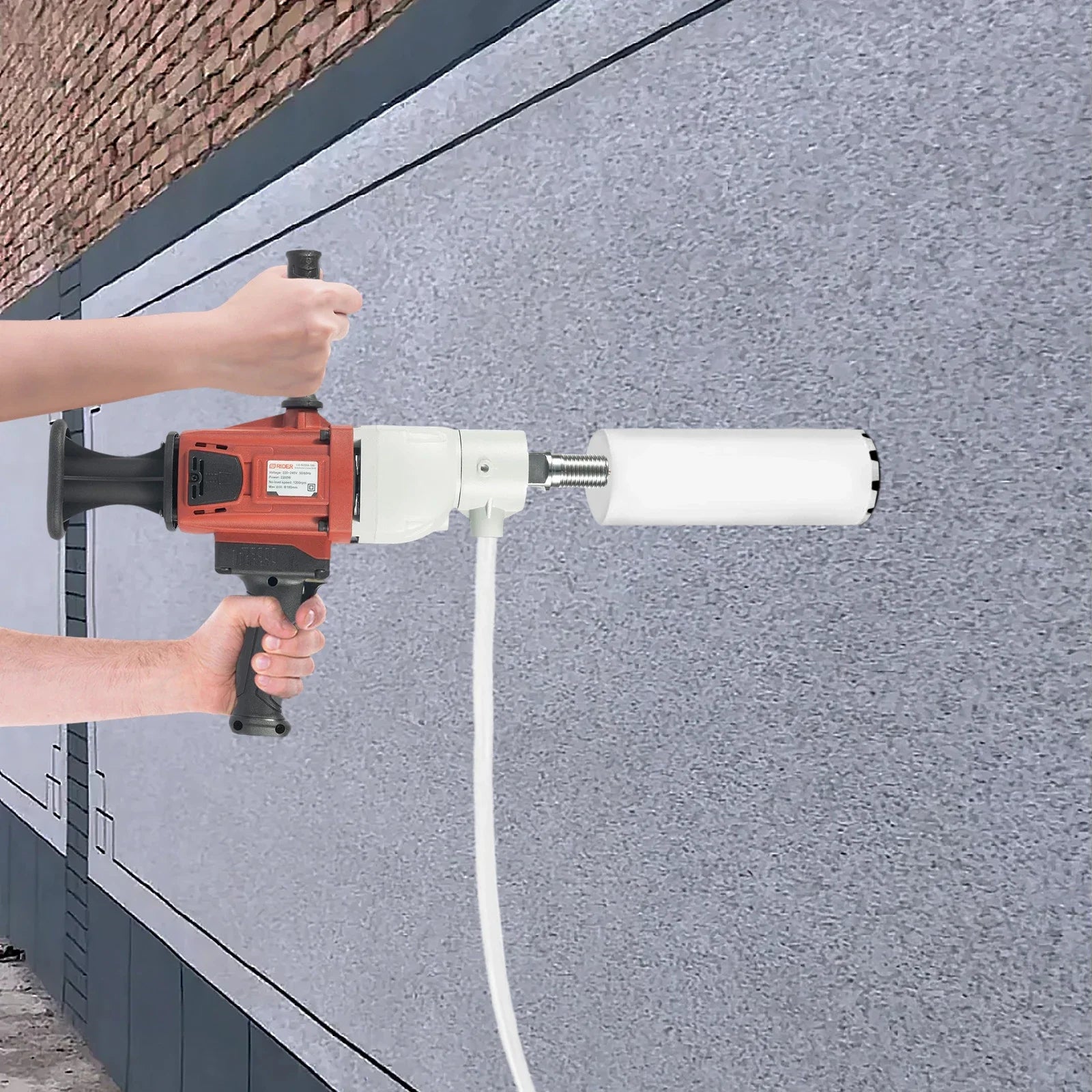 Impianto di perforazione per calcestruzzo 2200W 1200RPM Uso bagnato/secco Staffa regolabile in altezza Trapano verticale portatile 2 in 1