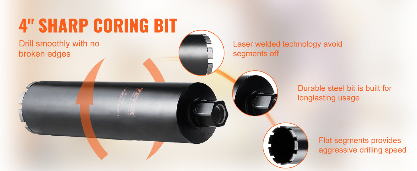 SucceBuy 1500W 4in Bit Diamond Core Drill Machine Palmare Calcestruzzo Core Drill Rig Wet Stepless Velocità Macchina di Perforazione Elettrica