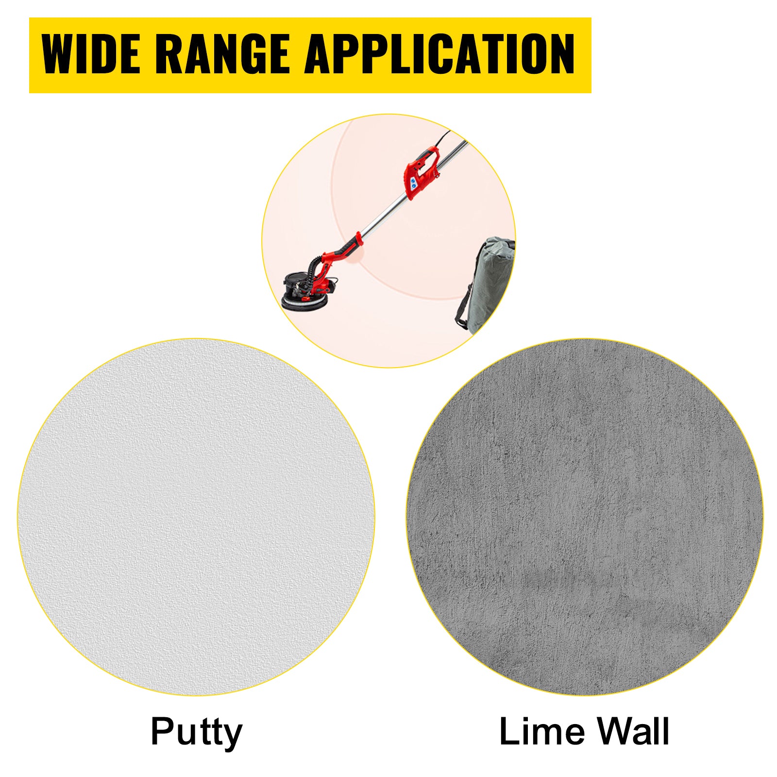 SucceBuy Levigatrice per cartongesso 850W Velocità variabile 800-1750 RPM Levigatrice elettrica per cartongesso Levigatrice pieghevole con manico per telescopio