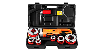 SucceBuy 2300W Infila tubi elettrici Palmare per uso domestico Macchina per manicotti per tubi in ferro zincato Strumento di filettatura industriale con 6 matrici