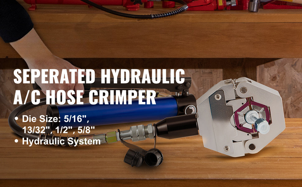 SucceBuy Piegatrice per tubo idraulico 71500 Hydra-Krimp separabile con pompa in alluminio Set di strumenti di crimpatura per riparazione aria condizionata portatile