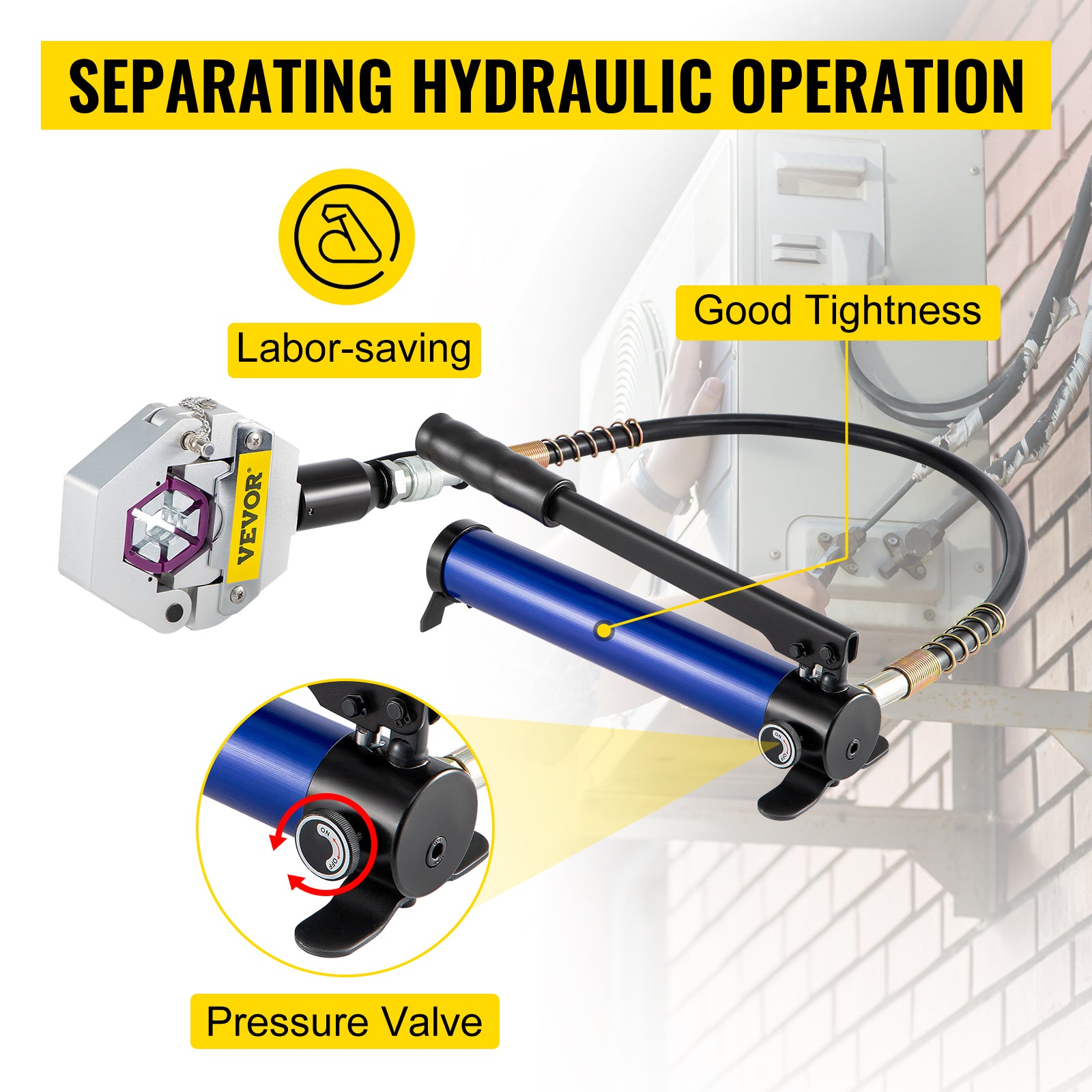 SucceBuy Piegatrice per tubo idraulico 71500 Hydra-Krimp separabile con pompa in alluminio Set di strumenti di crimpatura per riparazione aria condizionata portatile