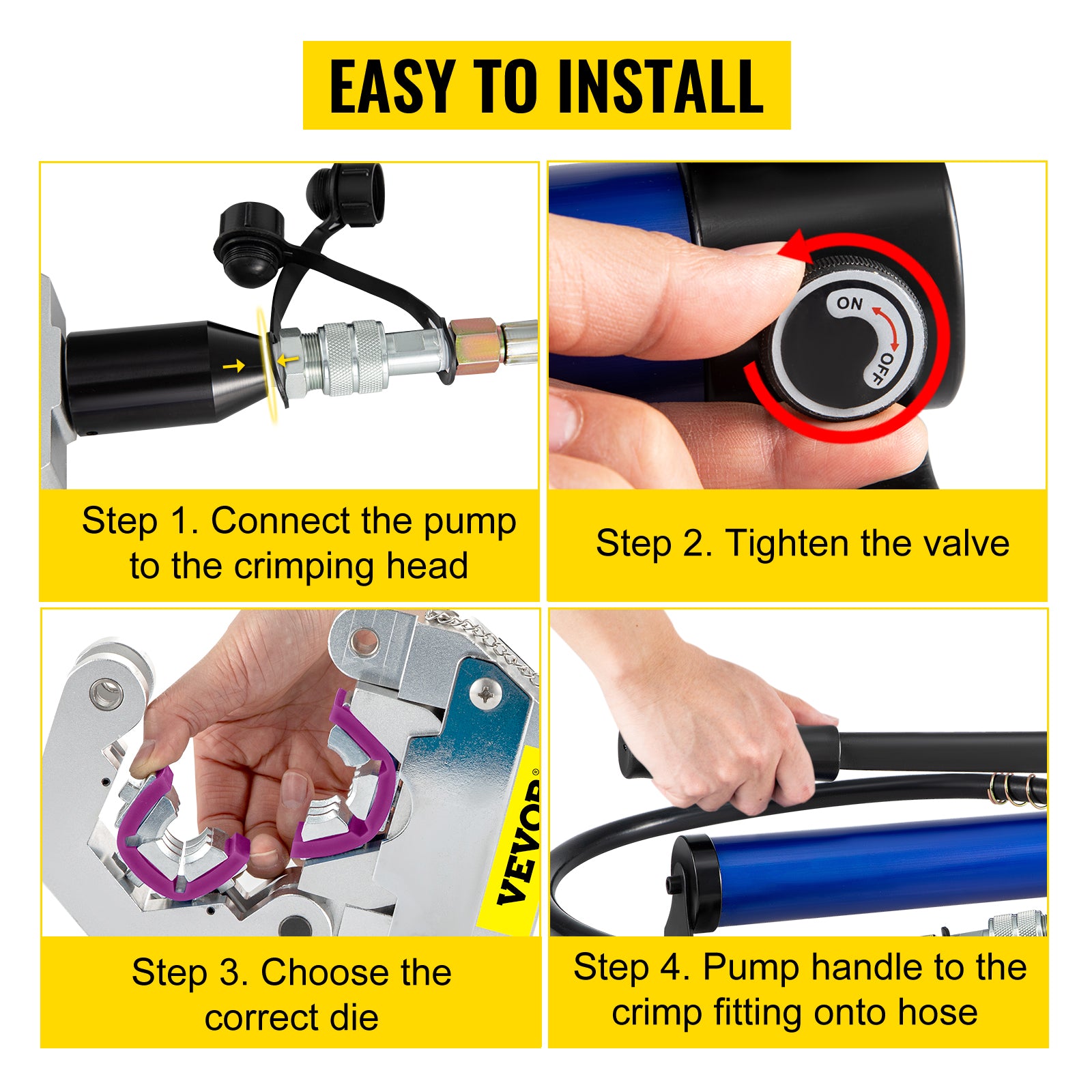 SucceBuy Piegatrice per tubo idraulico 71500 Hydra-Krimp separabile con pompa in alluminio Set di strumenti di crimpatura per riparazione aria condizionata portatile