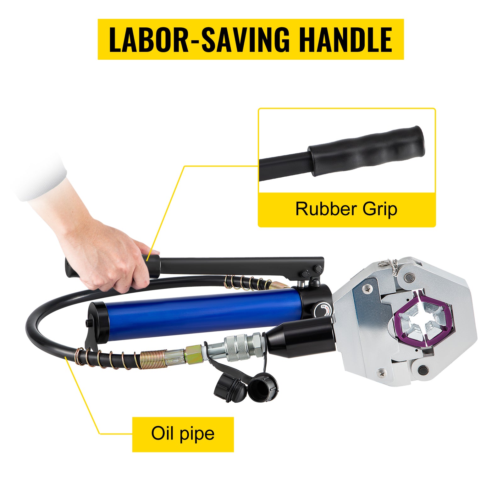 SucceBuy Piegatrice per tubo idraulico 71500 Hydra-Krimp separabile con pompa in alluminio Set di strumenti di crimpatura per riparazione aria condizionata portatile