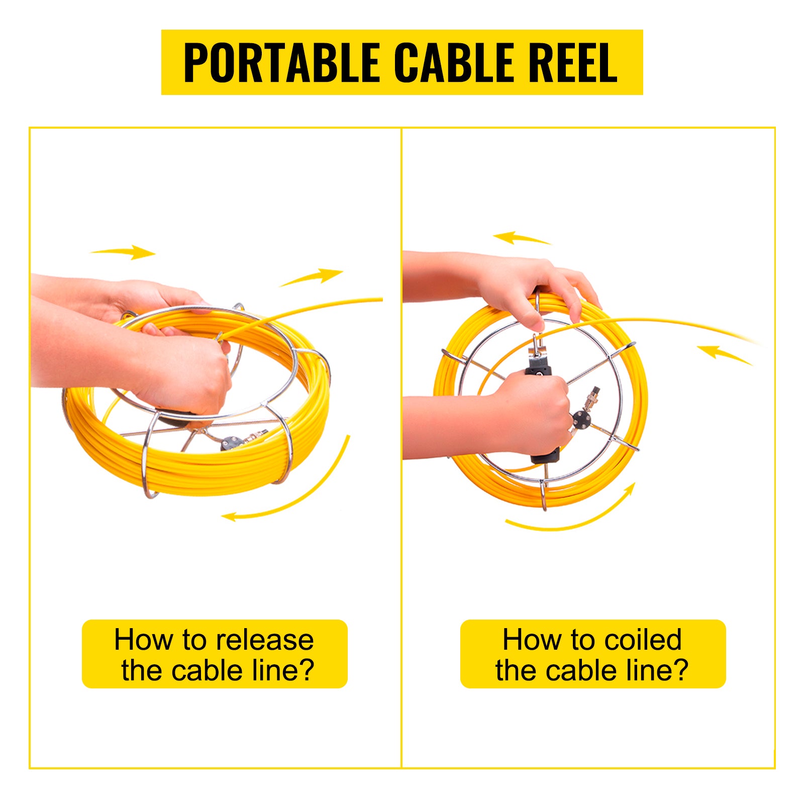 SucceBuy Videocamera per ispezione tubi Funzione di registrazione DVR Monitor da 7/9 pollici 20/30/50M IP68 Endoscopio industriale per condotte fognarie