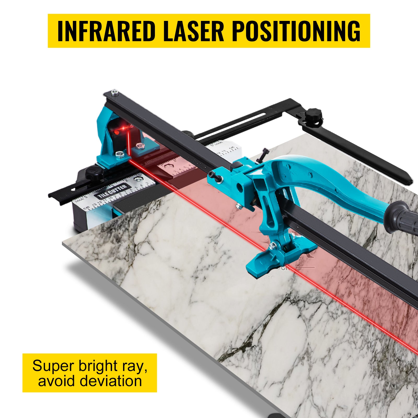 SucceBuy Tagliapiastrelle Utensili manuali per tagliare piastrelle da 48 pollici con binario singolo e staffe doppie Tappo da 3/5 pollici con guida laser precisa