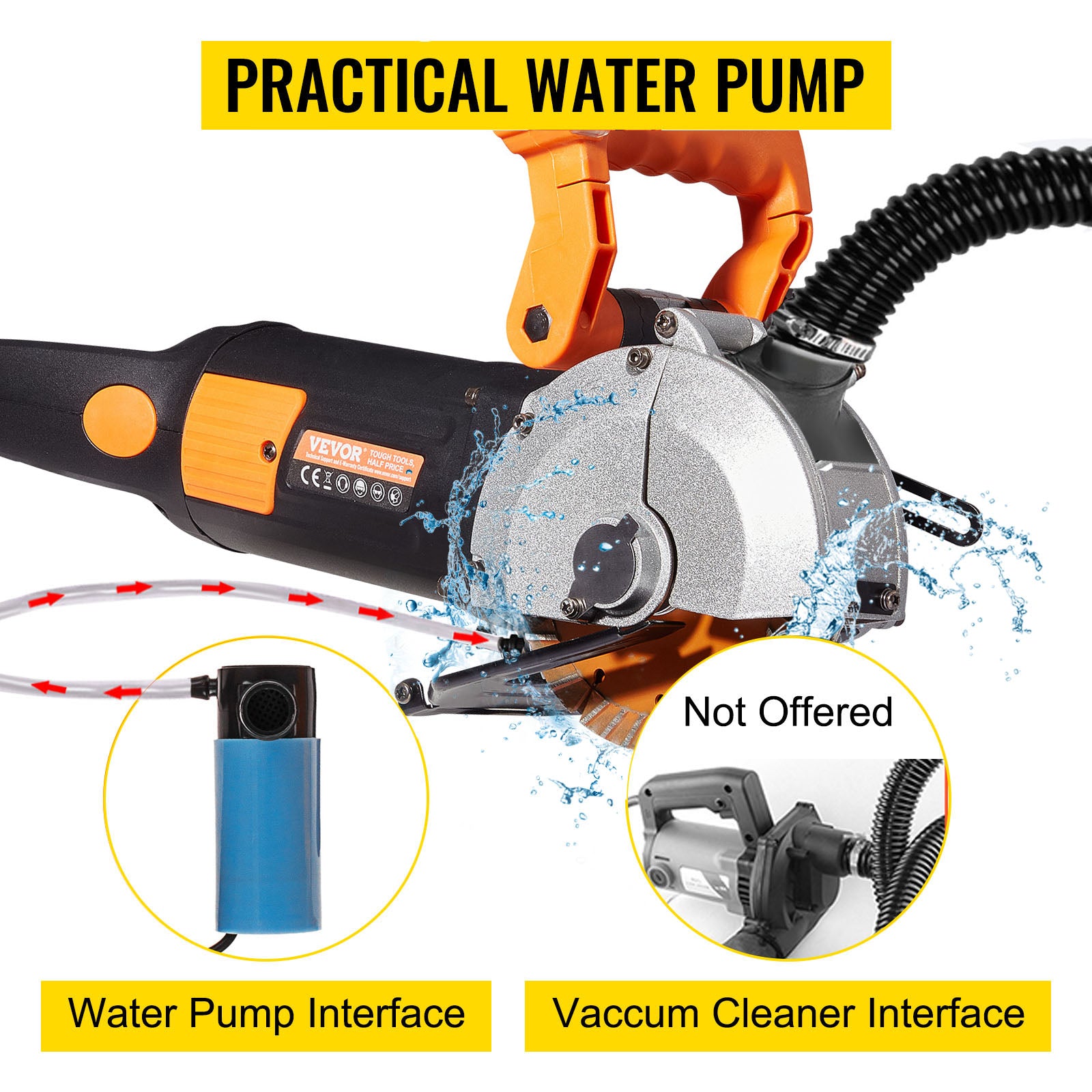 SucceBuy 4800W Parete Chaser Calcestruzzo Mattoni Taglierina 5000RPM Elettrico Senza Soluzione di Continuità Slotter 133mm Lame per Sega Circolare Utensili Elettrici